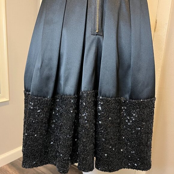 Taylor Black Fit and Flare Cocktail Dress with Sequined Bottom, Size 2 - Picture 12 of 15